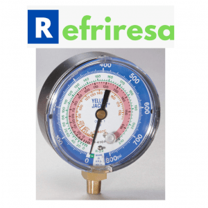 Manómetro,3-1/8" diá.,Baja,Azul,800 psi Yellow Jacket.